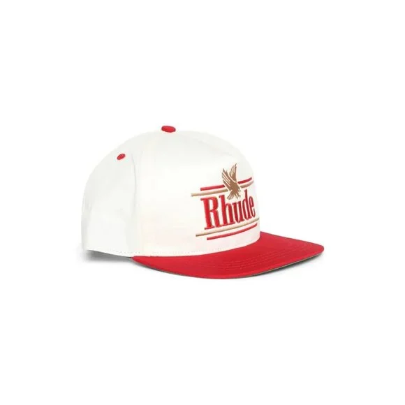 RHUDE Rossa Logo Embroidered Cap in Cardigan Red Off White